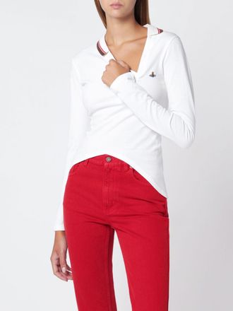 Vivienne Westwood Asymmetrical Long-Sleeved Cotton Polo with Orb Logo