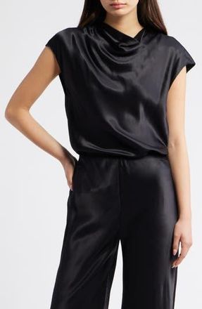 Rails Loretta Bias Cut Satin Top in Black at Nordstrom Rack, Size Medium