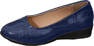 Generic Womens Ballet Flats Lightweight Leather Shoes Comfortable Arch Support Wedge Slip-On Flats Ladies Low mid Heel Wedge Casual Work Dolly Ballerina Court