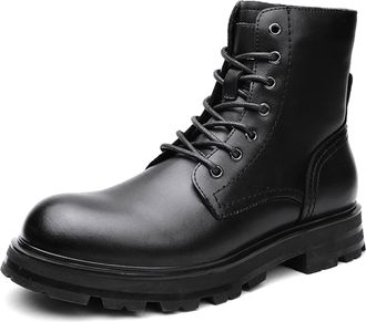 Generic Ankle Boots For Men Wearable Non Slip Anti-slip Derby Height Increasing Elevator Cowhide Leather Casual Formal Classic(5.5 UK)