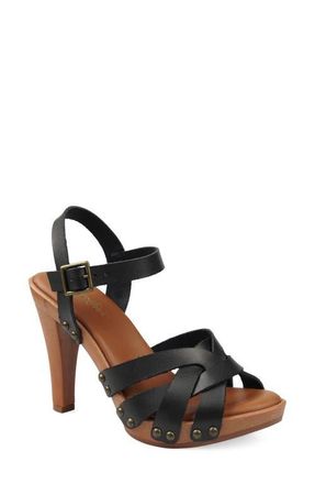 Candie's Gia Ankle Strap Platform Sandal in Black Leather at Nordstrom, Size 10