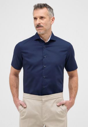 Eterna Kurzarmhemd ETERNA SLIM FIT, Herren, Gr. 44, Normalgr&ouml;ssen, navy, Popeline, 100% Baumwolle, schmal, Hemden Kurzarmhemd, NON IRON (b&uuml;gelfrei)