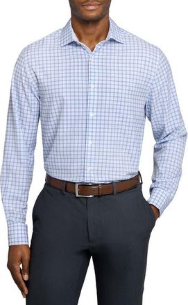 W.R.K Slim Fit Blue Check Performance Dress Shirt in White/Blue at Nordstrom, Size 16.5 - R