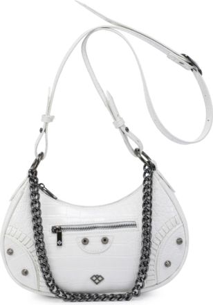 Generic Womens Crocodile Pattern Crossbody Handbag with Stud Details, Chunky Chain Shoulder Bag with Zip Top Closure, Adjustable Strap, Everyday & Evening Pur