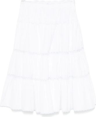 Ermanno Scervino Gonna midi con dettagli in pizzo - Bianco