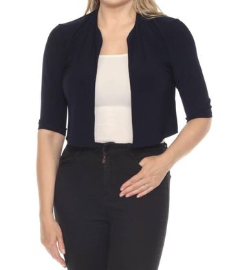 Joseph Ribkoff Open Front Cropped Cover Up In Midnight Blue