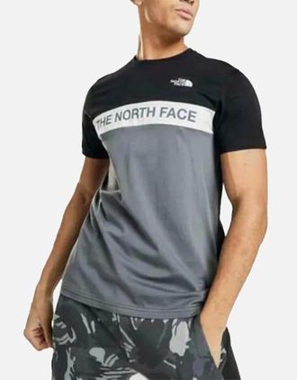 The North Face Mens The North Face Colour Block T-Shirt Black - Grey - Size: 40