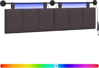 vidaXL Cabecero Colgante Con Luz Led Marr&oacute;n Oscuro Tela Vidaxl