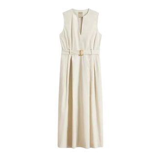 Woolrich Poplin Mouwloze Jurk met Riem - Dames - Casual kleedjes - Beige - XS - Katoen - Kleedjes