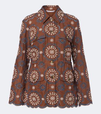 Veronica Beard Kiki broderie anglaise linen jacket