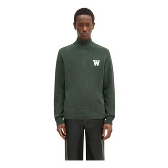 Wood Wood Truien & Vesten, Heren, Groen, M, Wol, Blu AA CS Halfzip