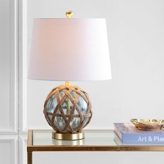 Jonathan Y Designs Andrews 21.5 LED Glass/Rope Table Lamp