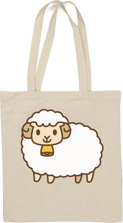 Generic Cute fluffy sheep with bell art Natural Cotton Tote Bag White