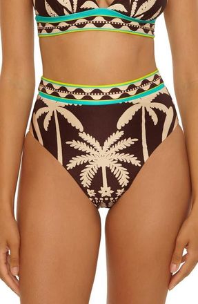 Trina Turk Syros Banded High Waist Bikini Bottoms in Multi at Nordstrom, Size 14
