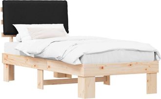 vidaXL Estructura De Cama Con Cabecera Tapizada Negro 90 X 190 Cm Vidaxl