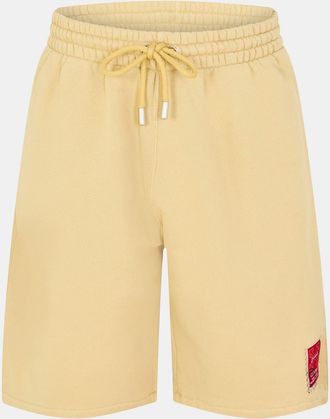 Off-white Mens Off White Solid Sweat Shorts with Clean Hem in Beige/Red - Size X-Small