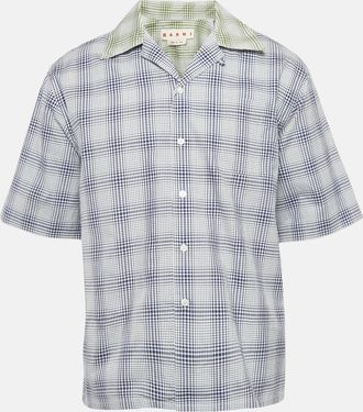 Marni Blue Plaid Cotton Short Sleeve Shirt