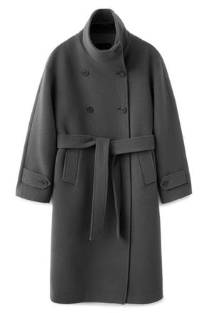 Mango Belted Virgin Wool Blend Coat in Grey at Nordstrom, Size Medium