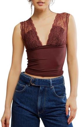 Free People Power Pay Lace Trim Camisole in Bittersweet at Nordstrom Rack, Size Large