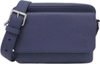 Louis Vuitton Pre-owned LV Aerogram Waxy Calf Shoulder Bag - Dames - Vintage Schoudertas - Blauw - ONE Size - Leer - Vintage