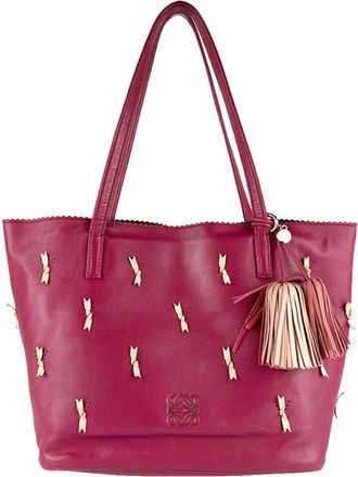 Loewe Red Color Wine Leather Handbag Tote Bag (Pre-Owned)