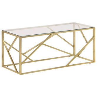 Berkfield Home Coffee Table Gold Stainless Steel & Tempered Glass