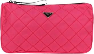 Prada Pre-owned Clutches, female, Pink, Size: ONE SIZE Pre-owned Vintage Nylon Clutch