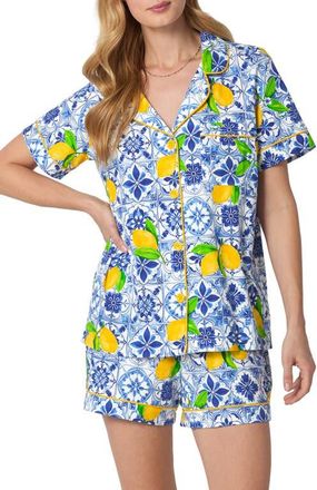 Bedhead Pajamas Print Stretch Organic Cotton Short Pajamas in Azure Summer at Nordstrom, Size X-Large