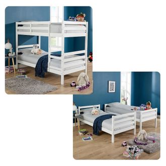 Home Source Industries Hendon Single Painted Bunk Bed Convertible To Two Single Beds in White