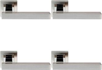 Loops 4x PAIR Square Cut Straight Bar Handle Concealed Fix Polished & Satin Steel