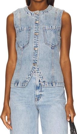 Pistola Denim Gia Fitted Collarless Vest In Gaze