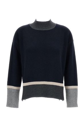 Lorena Antoniazzi Boxy Cropped Sweater With High Ribbed Neckline