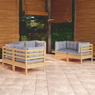 vidaXL 6pcs Garden Lounge Set Con Almohada Gris Kidglass - 299006