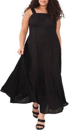 Vince Camuto Sleeveless Tiered Maxi Dress in Rich Black at Nordstrom Rack, Size 1X