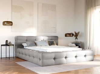 Pascal Morabito Letto trapuntato 160 x 200 cm Tessuto chin&eacute; Grigio + Rete - LERUCO di PASCAL MORABITO