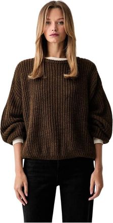 American Vintage Cyrow Sweater - Dames - Ronde hals truien - Bruin - Xs/S - Wol - Truien & Vesten