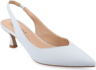 Journee Collection Mikoa Snake Embossed Slingback Pump in Denim at Nordstrom Rack, Size 8.5
