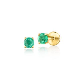 RS Pure by Ross-Simons Emerald Flat-Back Stud Earrings in 14kt Yellow Gold