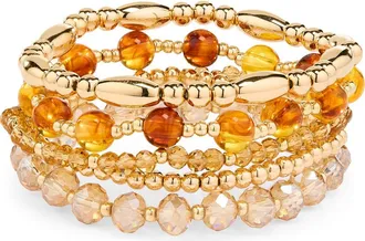 Nordstrom Rack Assorted 5-Pack Stretch Bracelets in Brown- Gold at Nordstrom Rack