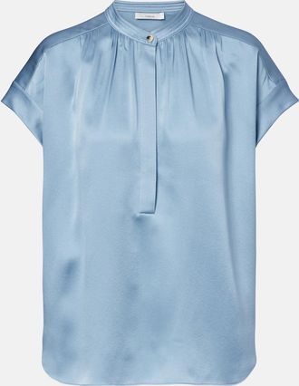 Vince Blusa de sat&eacute;n de seda fruncida