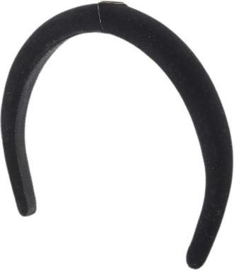 Prada Pre-owned Prada Velours Hoofdband met Driehoek Logo - Dames - Vintage Accessoires - Zwart - ONE Size - Vintage