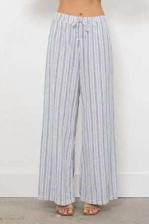 La Made Beachfront Linen Pants In Natural Stripe