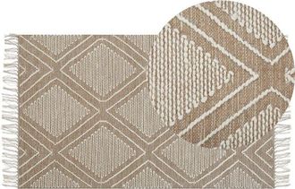 Beliani Rug KACEM Beige 80 x 150 cm Cotton