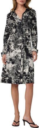 Diane Von F&uuml;rstenberg Diane Toile Print Long Sleeve Jersey Shirtdress in Paysage Black at Nordstrom, Size X-Large