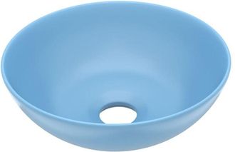 vidaXL Lavandino da Bagno in Ceramica Azzurro Rotondo - Vidaxl