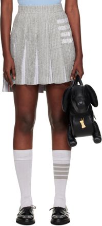 【THOM BROWNE】GREY AND WHITE COTTON-WOOL BLEND SKIRT 15618155_28925588_1000.jpg