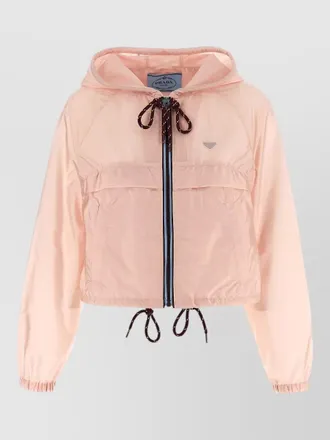 Prada re nylon cropped hooded feather jacket
