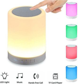 Trade Shop Trade Shop - Estuche Para L&aacute;mpara L&aacute;mpara Inteligente Altavoz Bluetooth Multicolor Temporizador/aux/tarjeta Sd