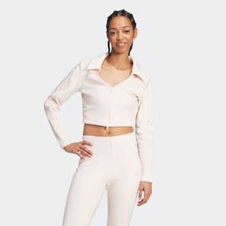 adidas Sweatjacke ADIDAS ORIGINALS RIB CRDIGN, Damen, Gr. XL, beige (wonder quartz), Obermaterial: 94% Polyester, 6% Elasthan, angesetztes B&uuml;ndchen, Sweatjac