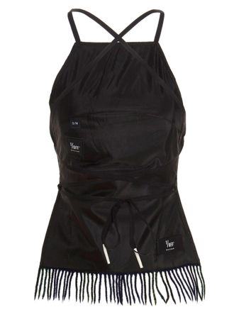 1/OFF Tartan Wool with Fringe Tank Top - Navy